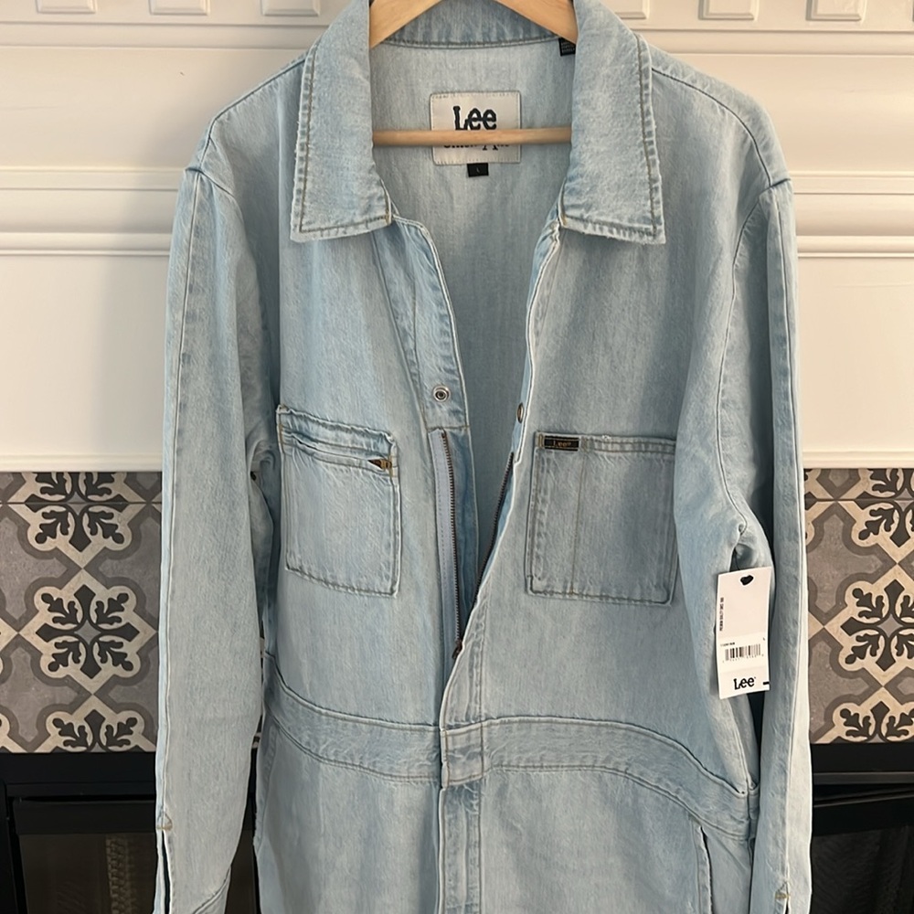 Free People x Lee Denim Union Alls Jumpsuit Collaboration Jeans L - Picture 8 of 10